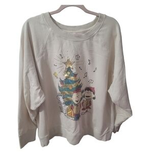 Festive Christmas Sweatshirt with Cartoon Print Charlie Brown